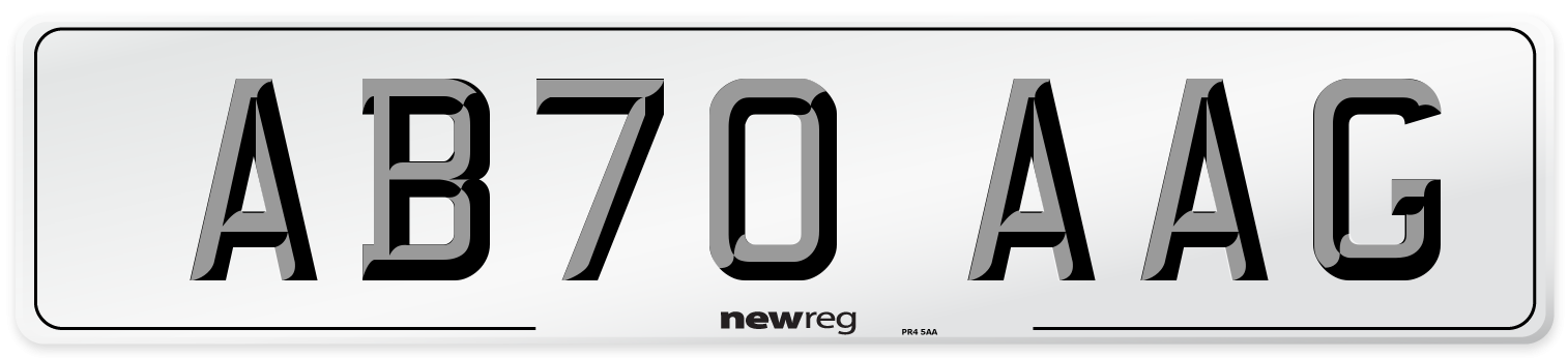 AB70 AAG Front Number Plate