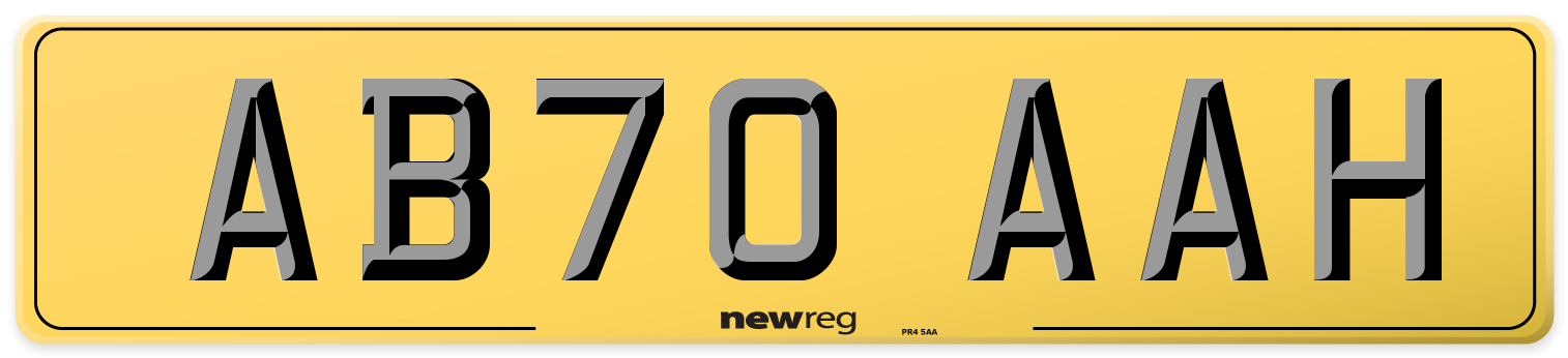 AB70 AAH Rear Number Plate