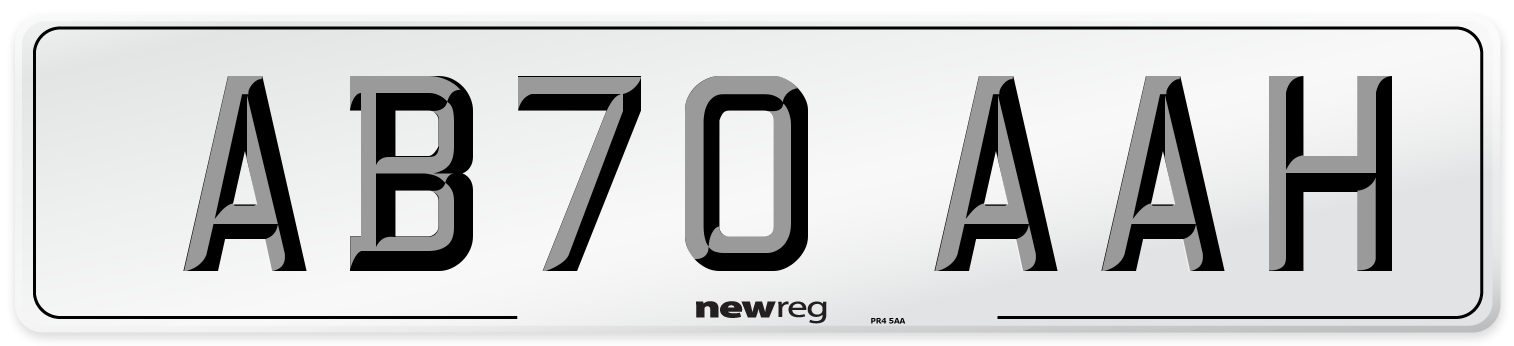 AB70 AAH Front Number Plate