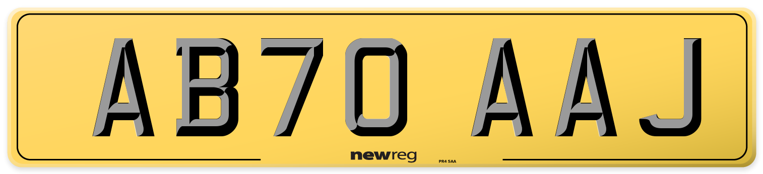 AB70 AAJ Rear Number Plate