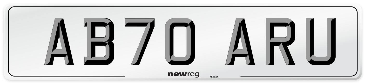 AB70 ARU Front Number Plate