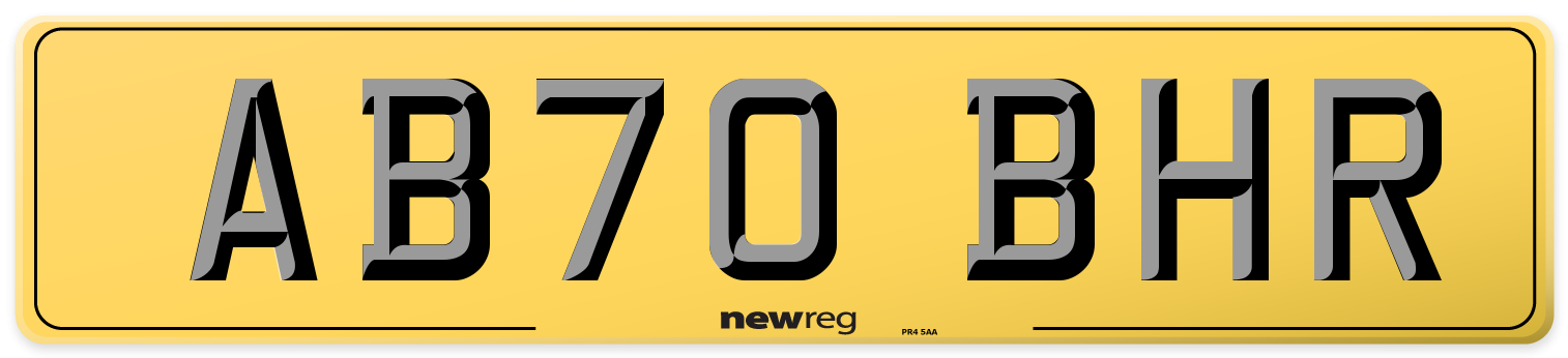 AB70 BHR Rear Number Plate