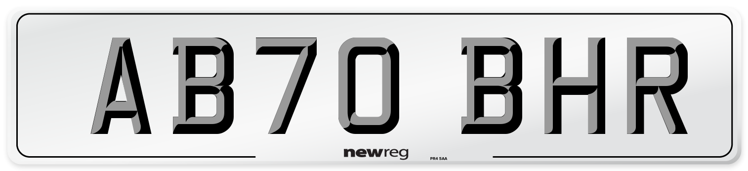 AB70 BHR Front Number Plate