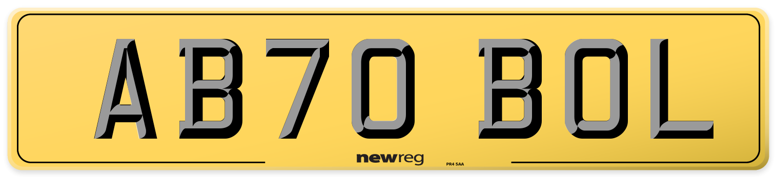 AB70 BOL Rear Number Plate