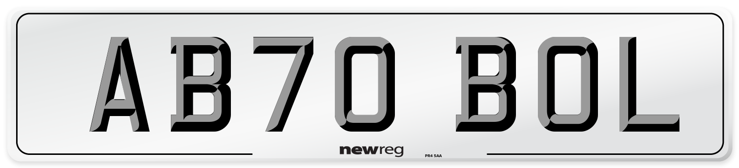 AB70 BOL Front Number Plate
