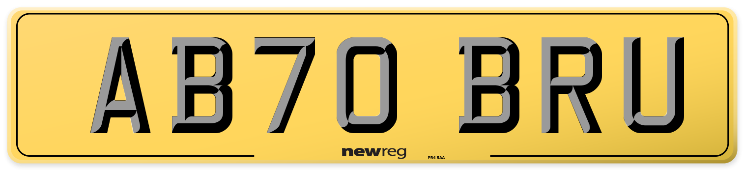 AB70 BRU Rear Number Plate