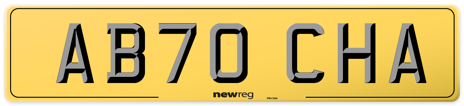 AB70 CHA Rear Number Plate