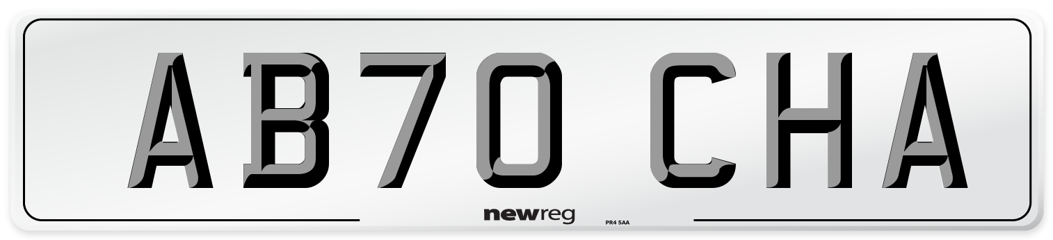 AB70 CHA Front Number Plate