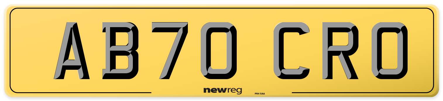 AB70 CRO Rear Number Plate