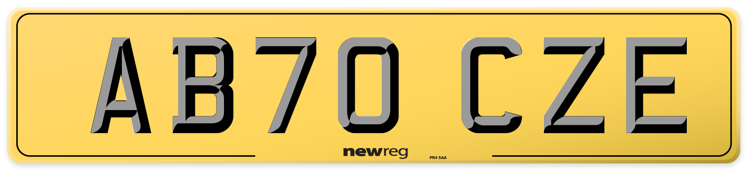 AB70 CZE Rear Number Plate