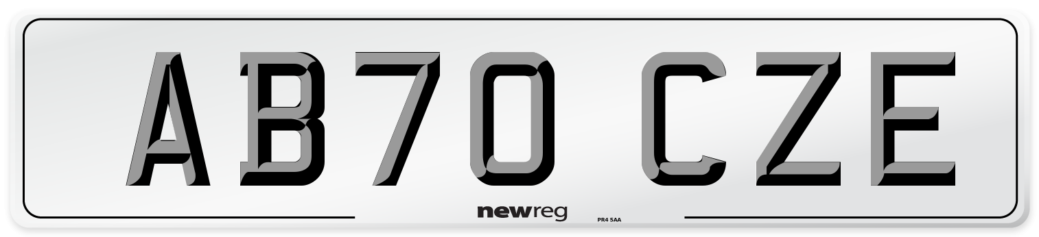 AB70 CZE Front Number Plate