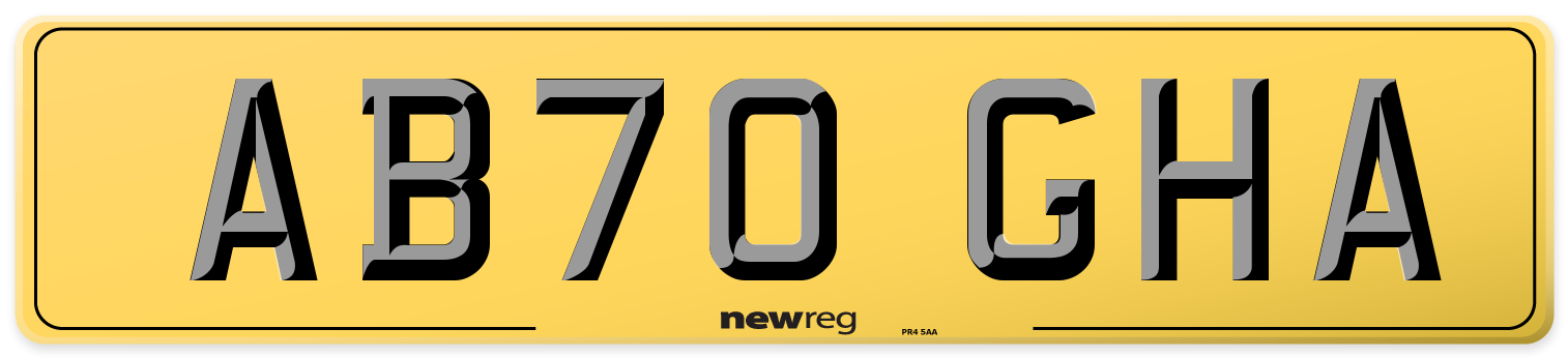 AB70 GHA Rear Number Plate