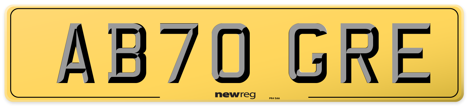 AB70 GRE Rear Number Plate