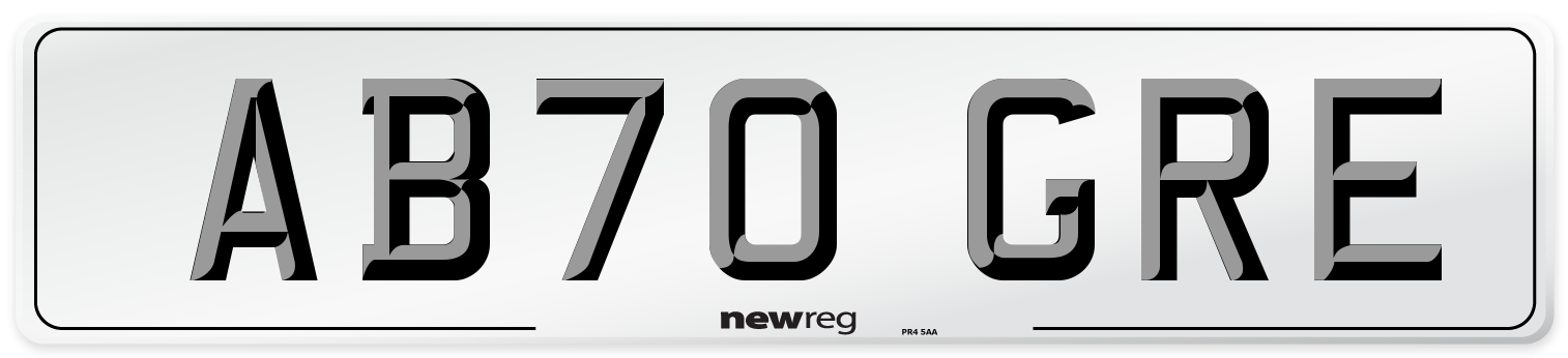 AB70 GRE Front Number Plate
