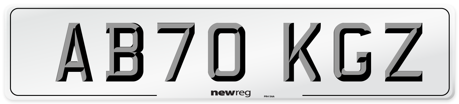 AB70 KGZ Front Number Plate