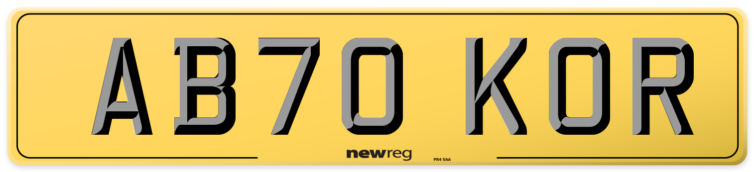 AB70 KOR Rear Number Plate