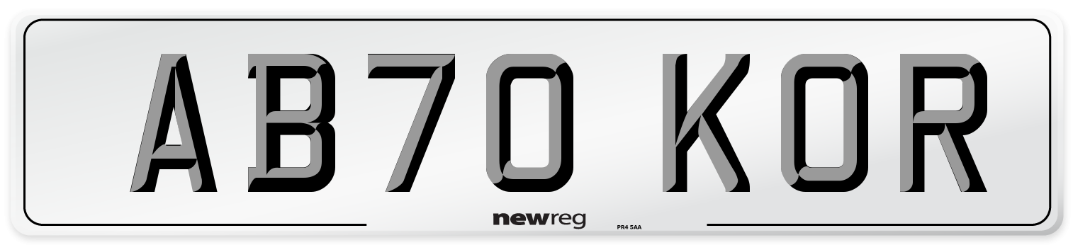 AB70 KOR Front Number Plate