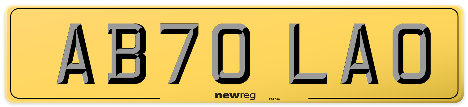 AB70 LAO Rear Number Plate