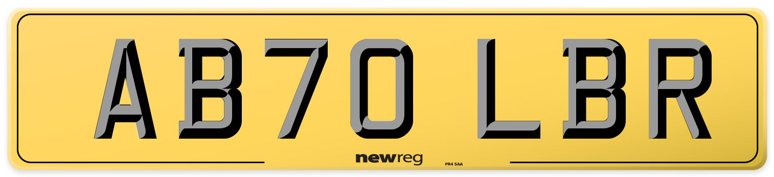 AB70 LBR Rear Number Plate