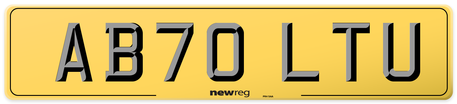 AB70 LTU Rear Number Plate