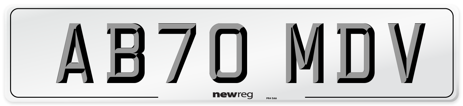 AB70 MDV Front Number Plate