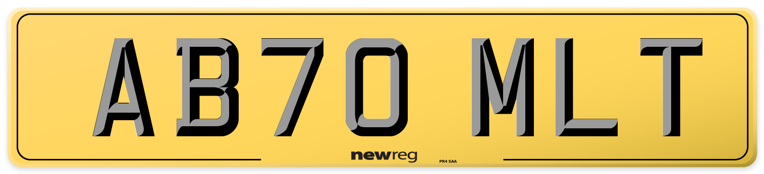 AB70 MLT Rear Number Plate