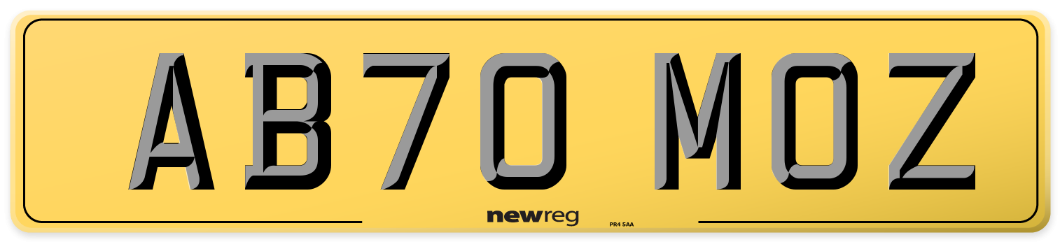 AB70 MOZ Rear Number Plate