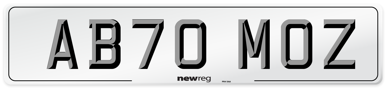 AB70 MOZ Front Number Plate