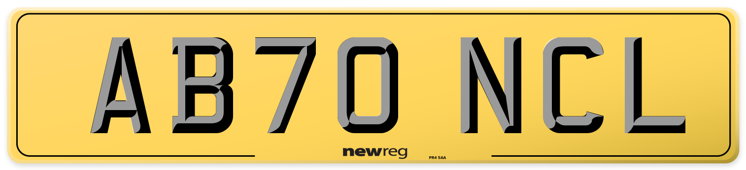 AB70 NCL Rear Number Plate