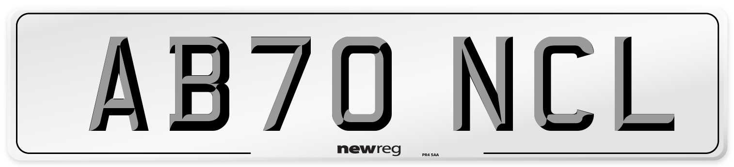 AB70 NCL Front Number Plate