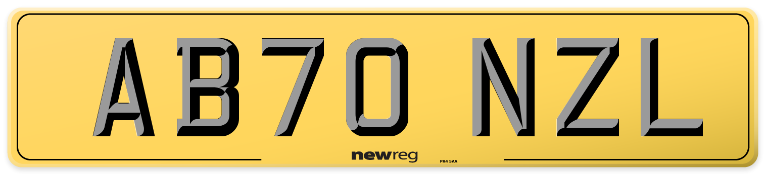 AB70 NZL Rear Number Plate