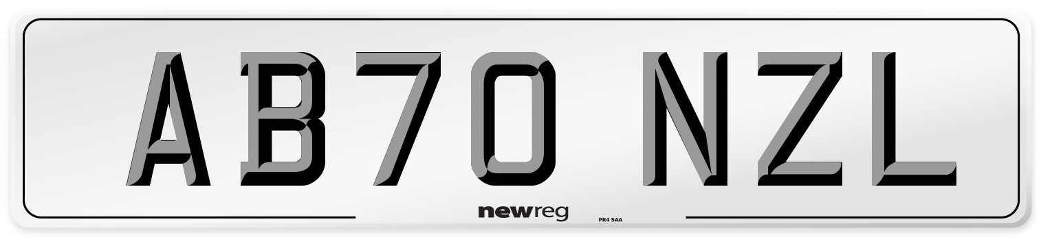 AB70 NZL Front Number Plate