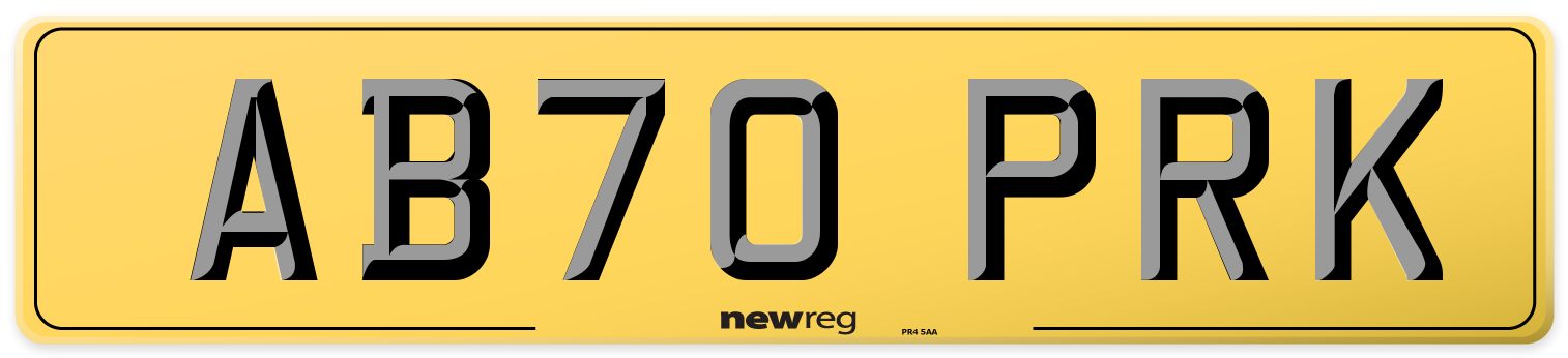 AB70 PRK Rear Number Plate