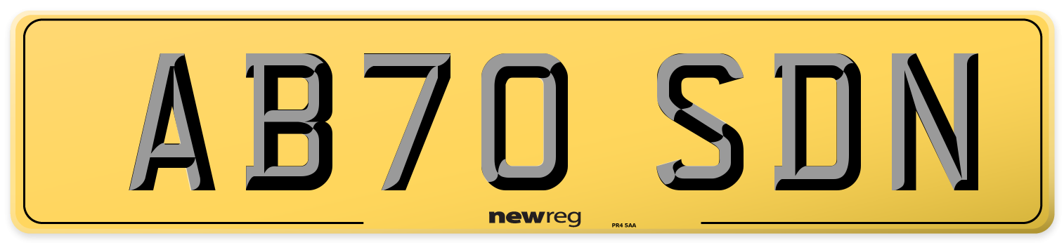 AB70 SDN Rear Number Plate