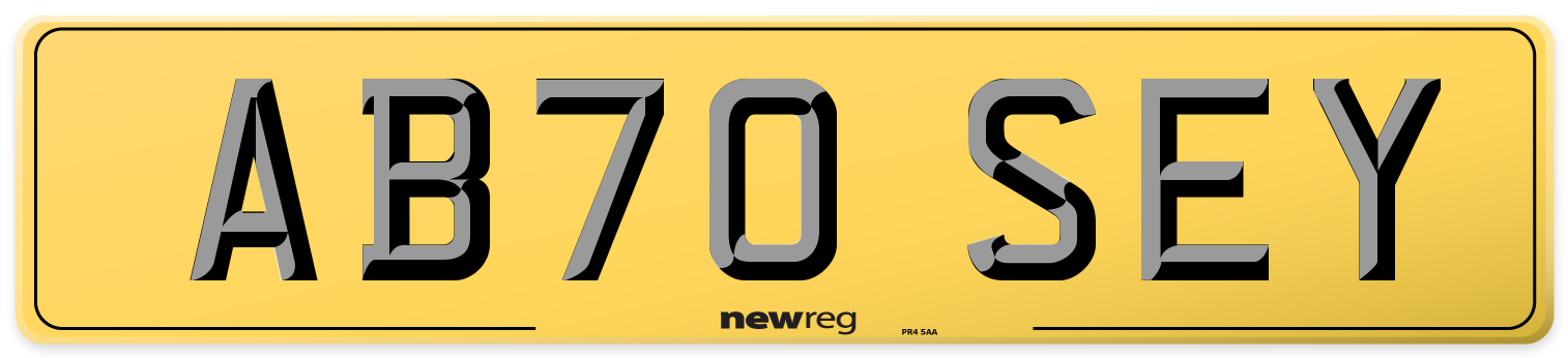 AB70 SEY Rear Number Plate