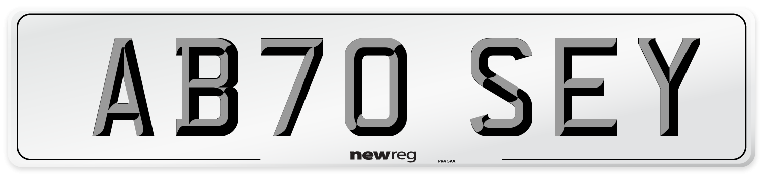 AB70 SEY Front Number Plate