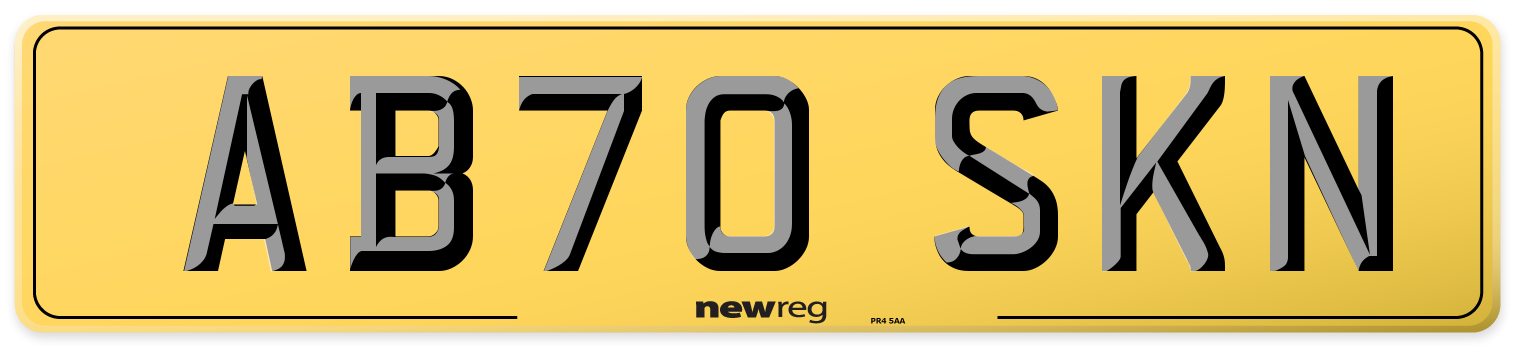AB70 SKN Rear Number Plate