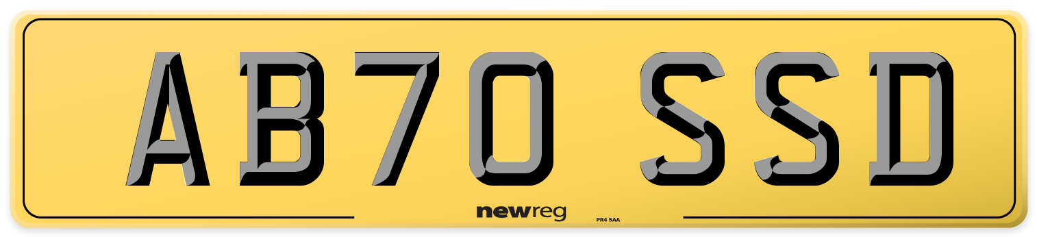 AB70 SSD Rear Number Plate