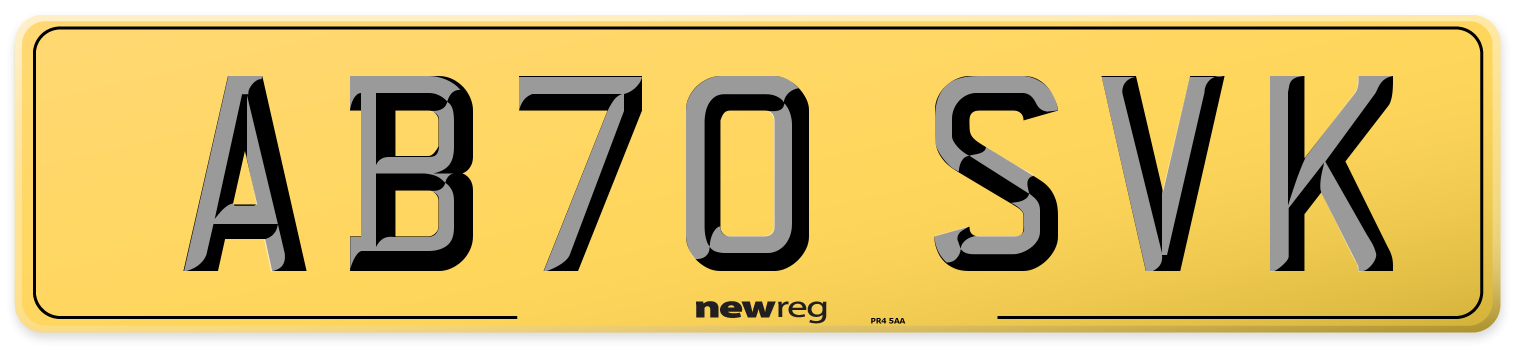 AB70 SVK Rear Number Plate