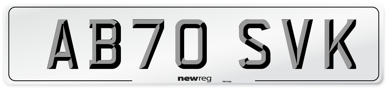 AB70 SVK Front Number Plate