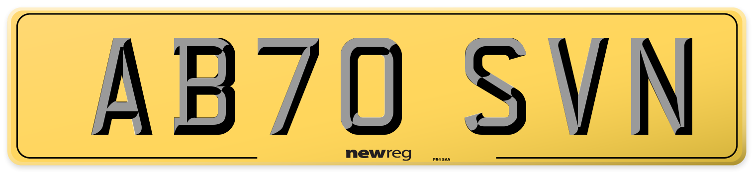 AB70 SVN Rear Number Plate