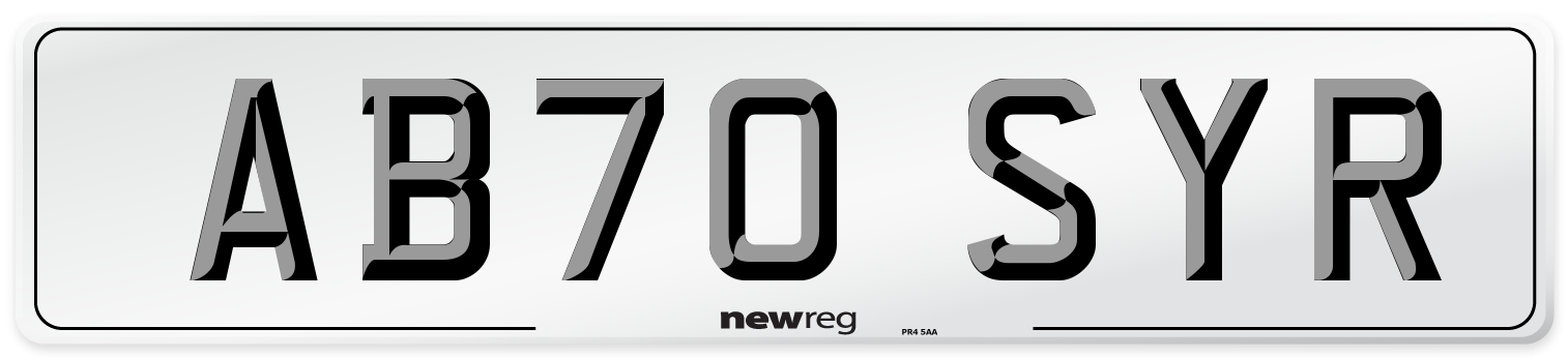 AB70 SYR Front Number Plate