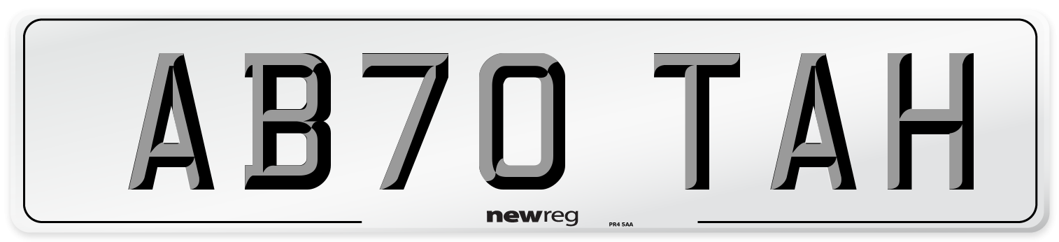 AB70 TAH Front Number Plate