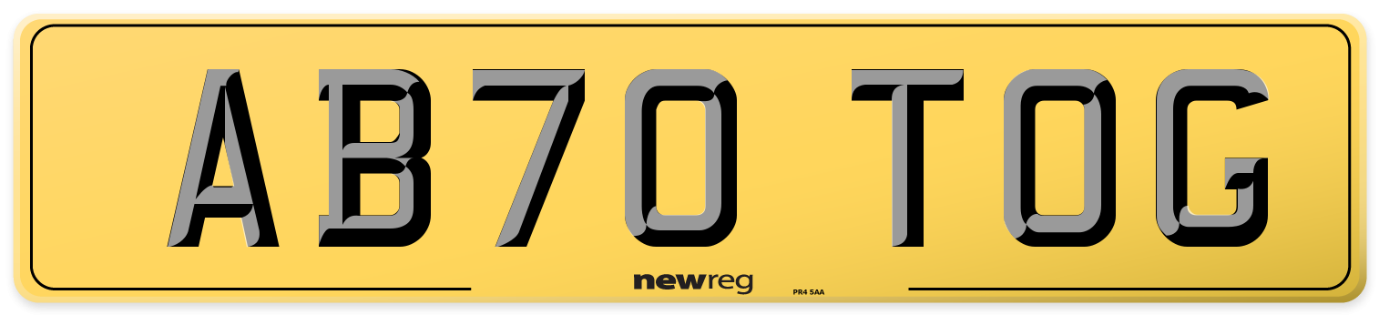 AB70 TOG Rear Number Plate