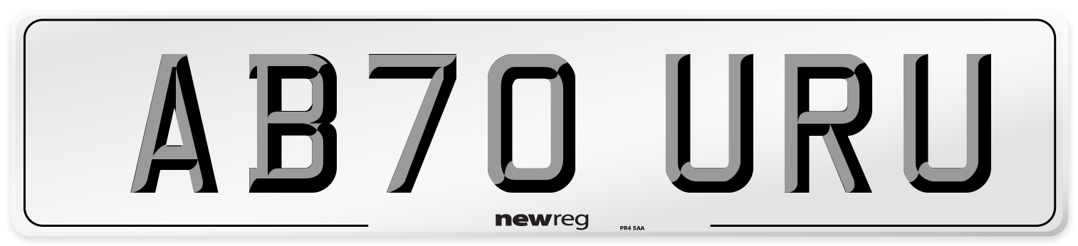 AB70 URU Front Number Plate