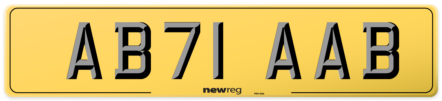 AB71 AAB Rear Number Plate