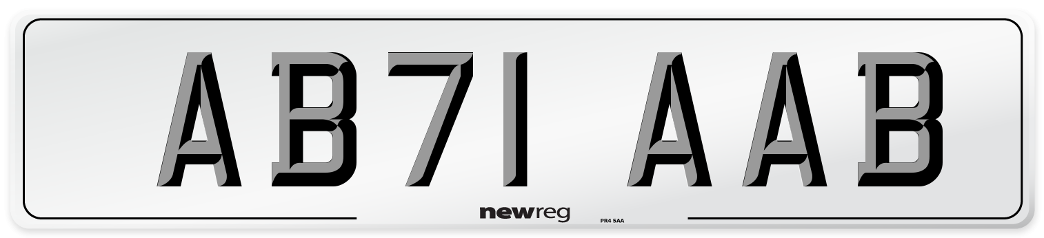 AB71 AAB Front Number Plate