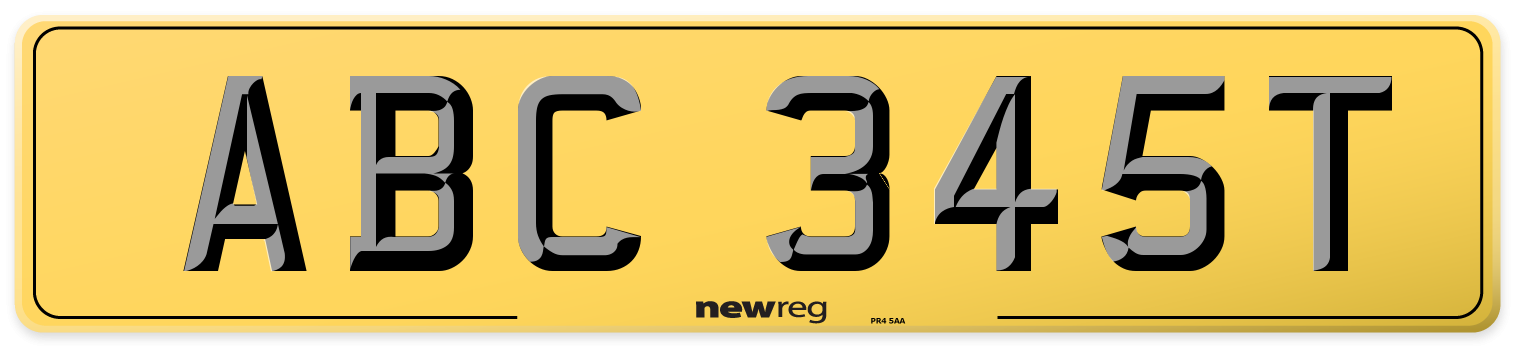 ABC 345T Rear Number Plate