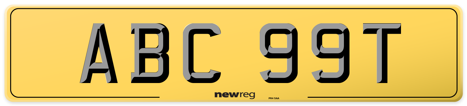 ABC 99T Rear Number Plate
