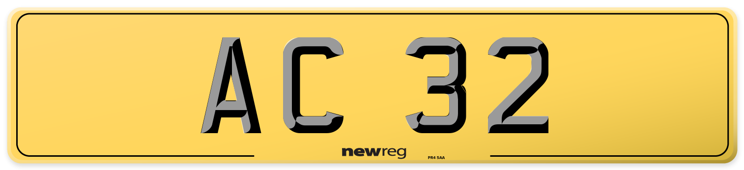 AC 32 Rear Number Plate